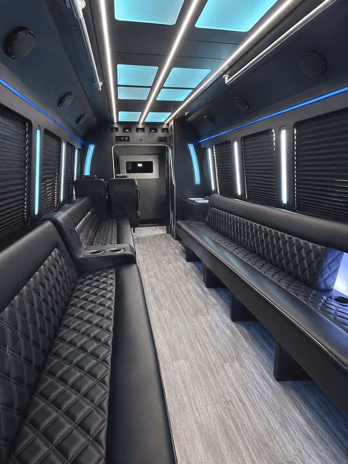 Passenger seating aboard a party bus rental serving Jacksonville