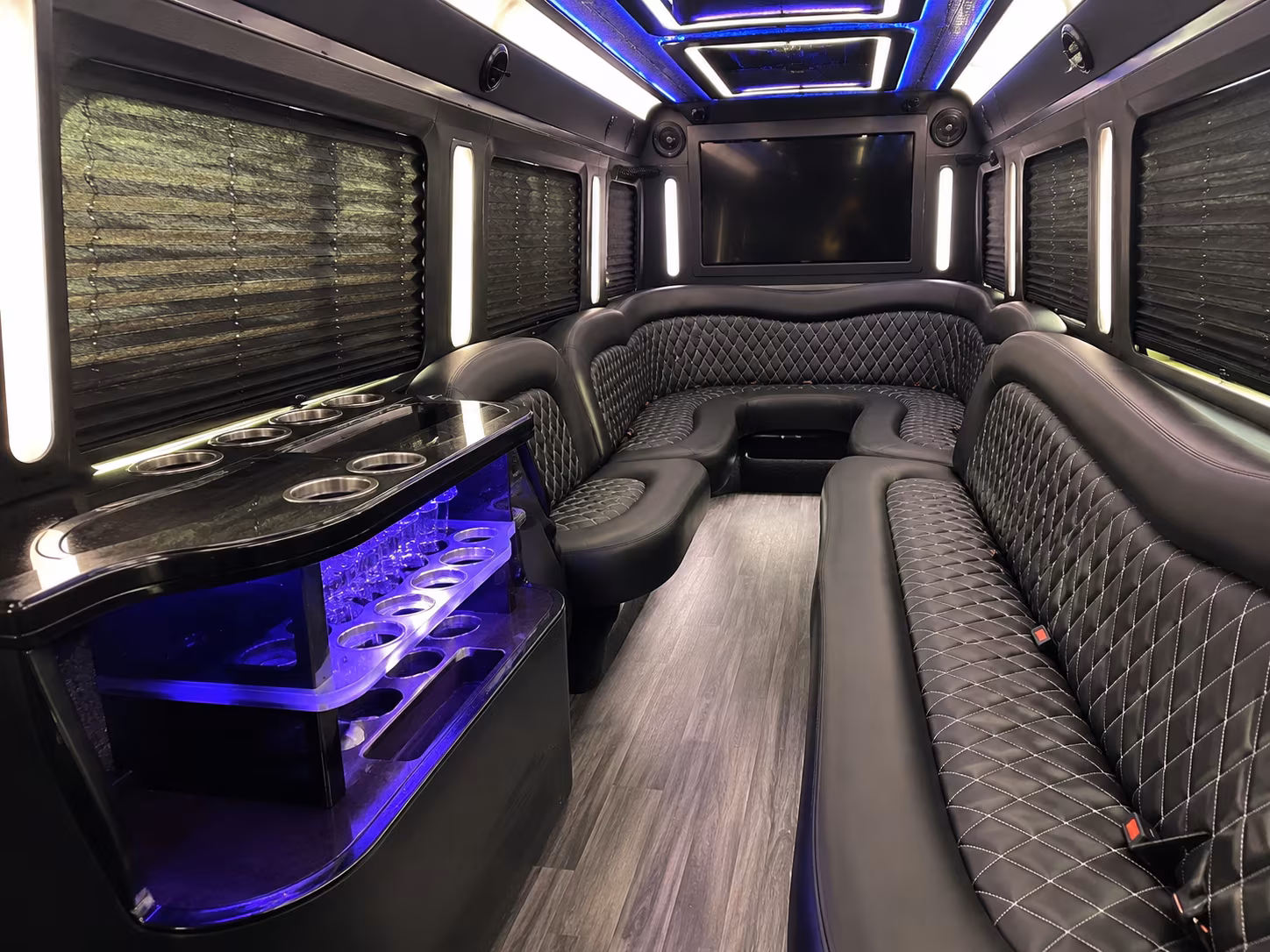 Jacksonville Wedding Transportation party bus interior